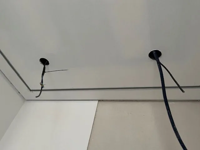 Ceiling electrical cables awaiting light fittings at Porto de Mós, Lagos