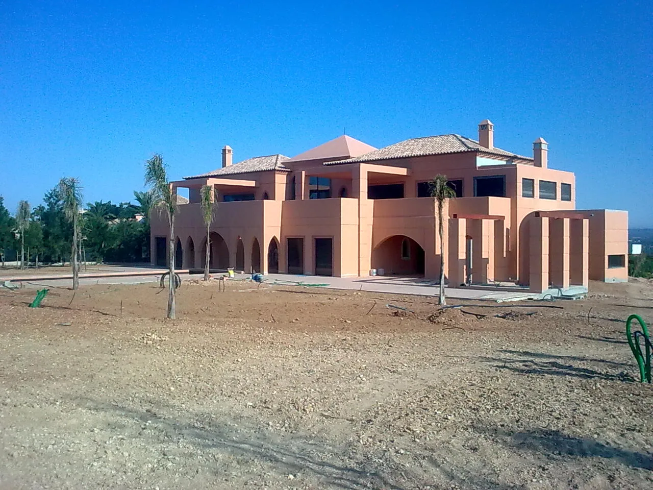 Wide view of Villa Kasbah and the unfinished grounds, Algarve