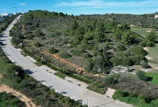 Aerial photograph of the Palmares — LT73 plot beside the access road, Lagos